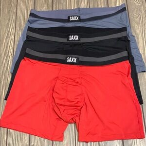 SAXX Men's Sport Mesh 3 Pair- Red, Black, and Gray
